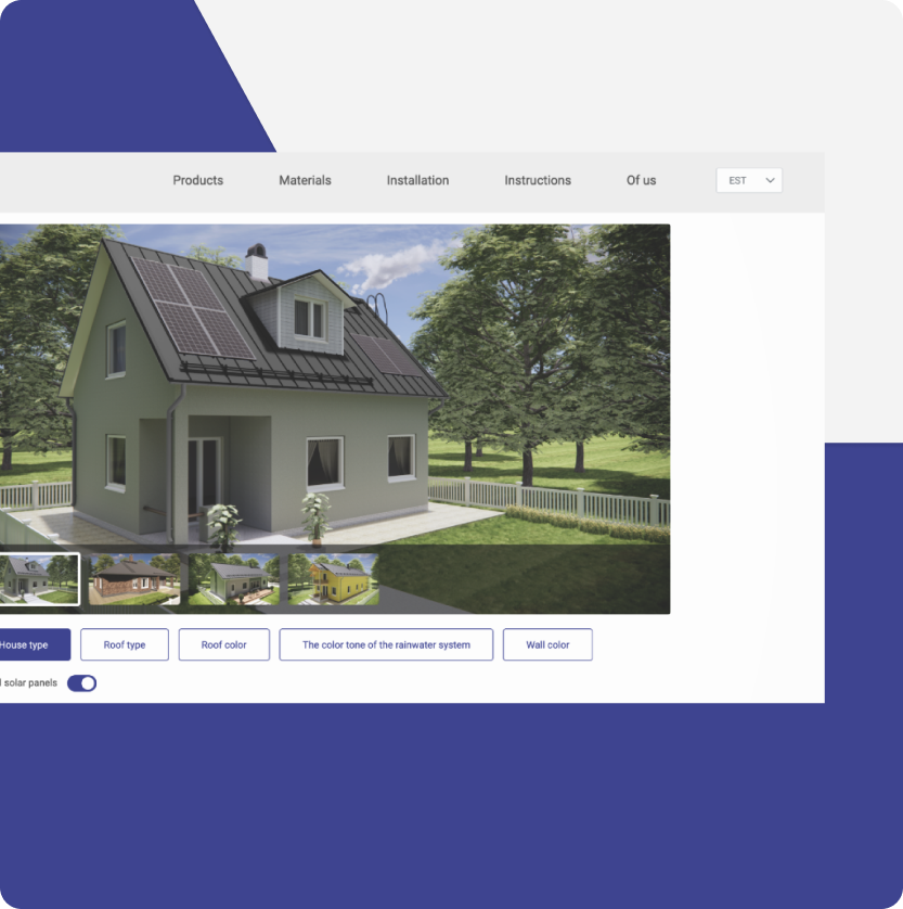 Online solar panel and roof configurator.