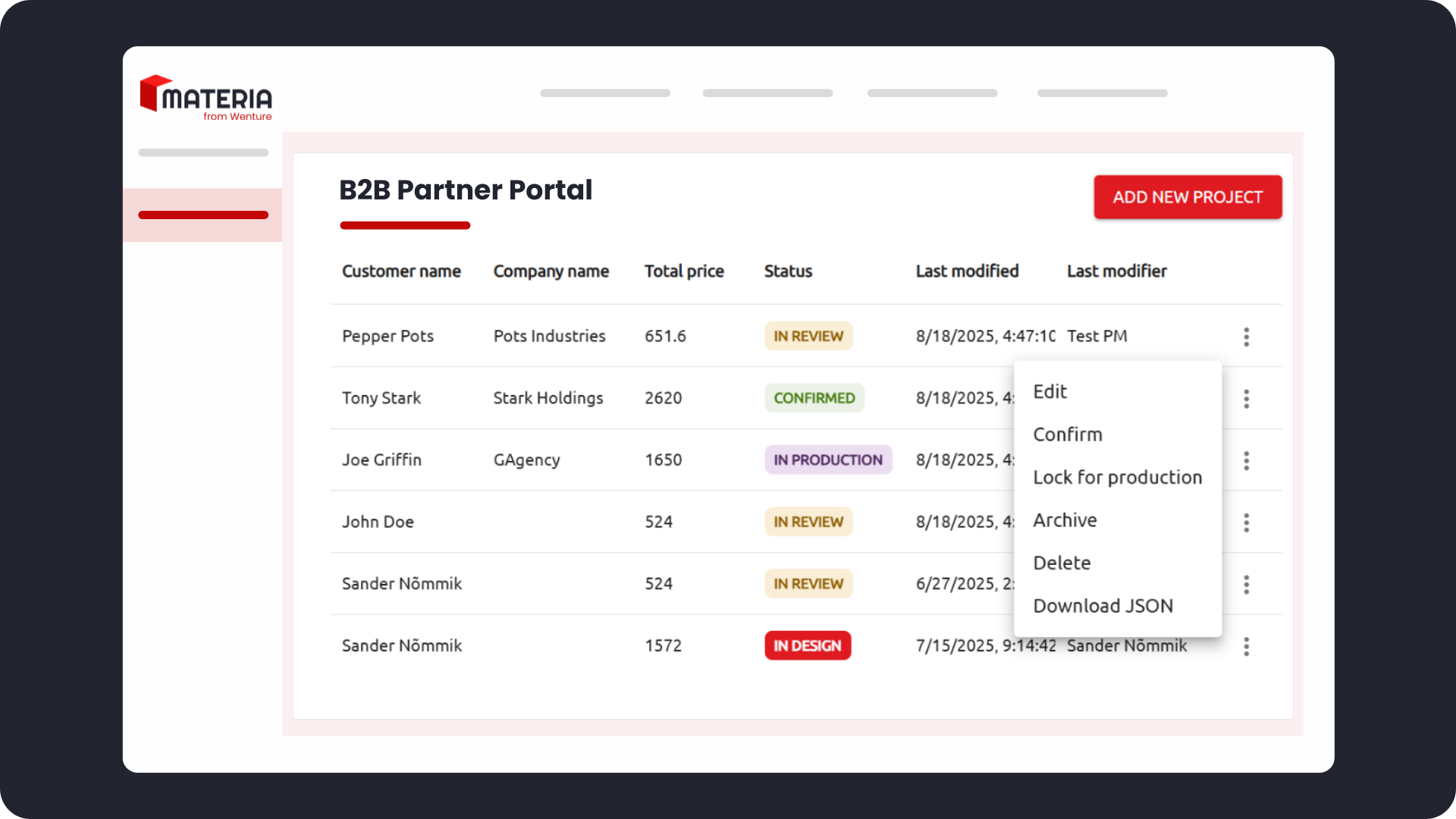 Wenture B2B Partnerportaal 